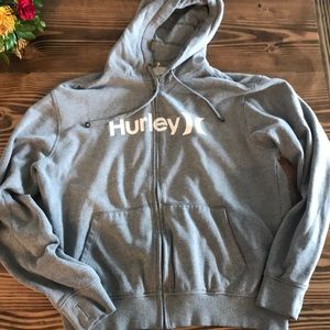 Grey men’s Hurley zip up hooded sweatshirt